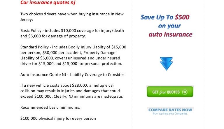 Car insurance quote nj