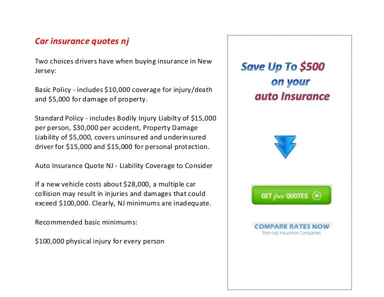 Car insurance quote nj